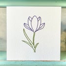 Hand Stitched Crocus Card. Blank Card. Mothers Day Card. Birthday Card. Crocus.
