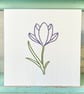 Hand Stitched Crocus Card. Blank Card. Mothers Day Card. Birthday Card. Crocus.