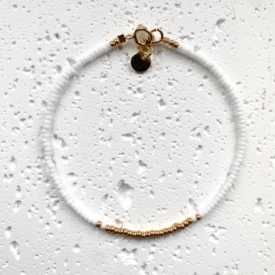 Mira Miyuki Bracelet - WhiteMoonstone - Free Personalisation