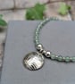 Green Aventurine and Silver Leaf Disc Necklace