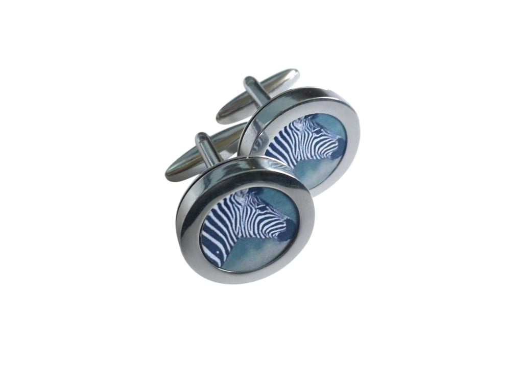 Zebra cufflinks, free shipping, gift wrapped, terrific image, Ref 1234