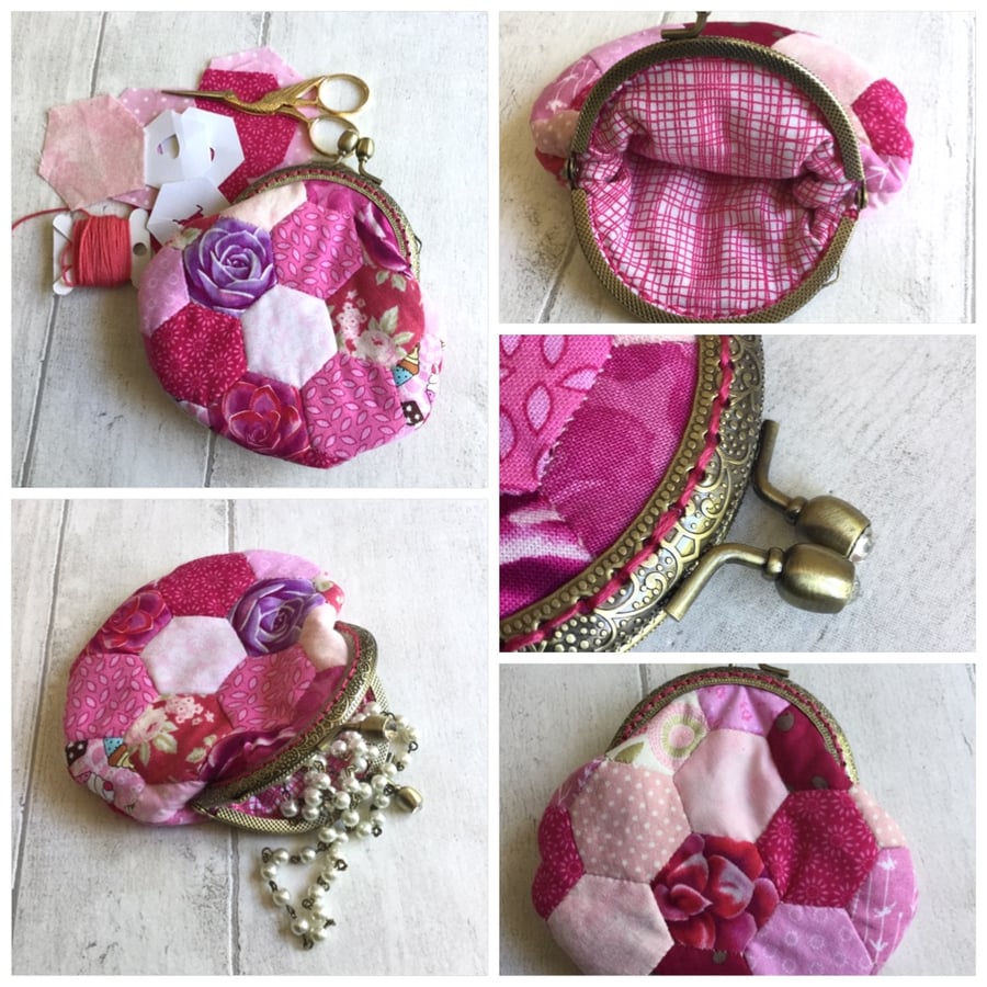 Custom Made English Paper Pieced Patchwork Clasp Coin Purse