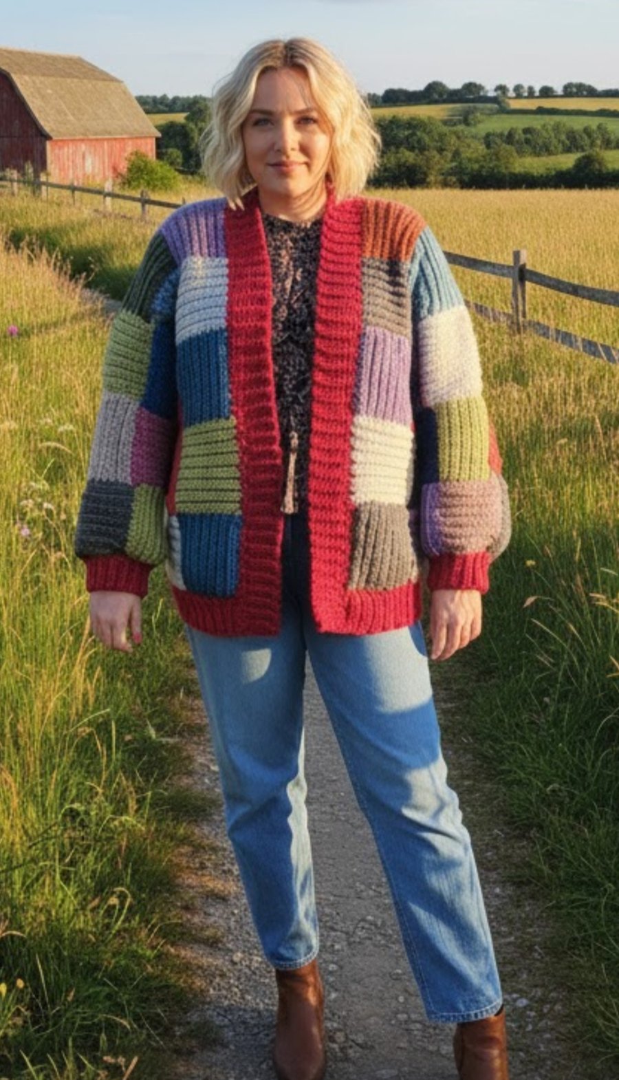 Super chunky crochet patchwork cardigan 