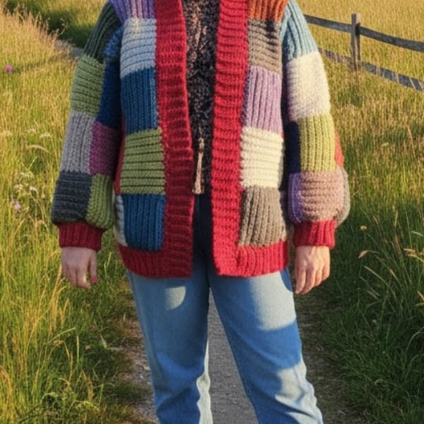Super chunky crochet patchwork cardigan 