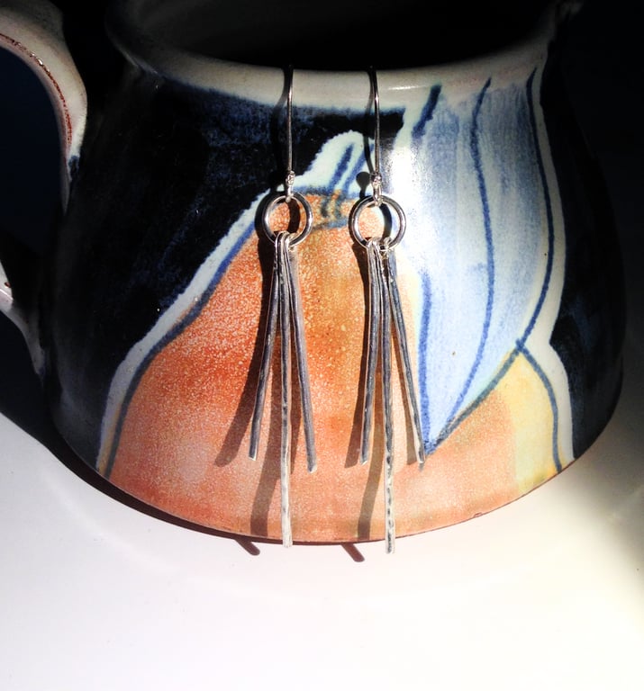 Hand Made Sterling Silver Earrings (ERSSDGSK2) - UK Free Post