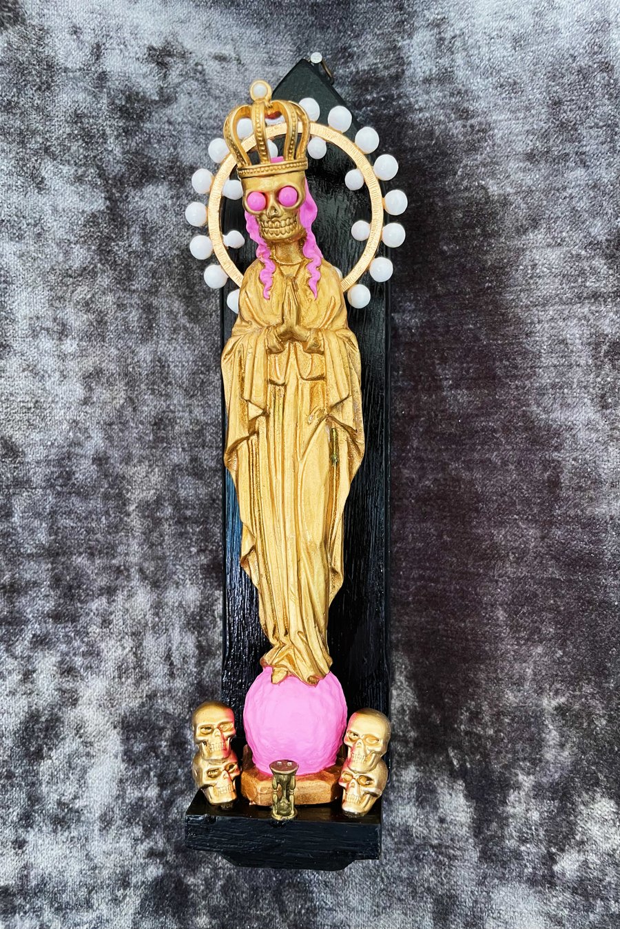 Santa Muerte Folk Art Gothic Wall Altar 