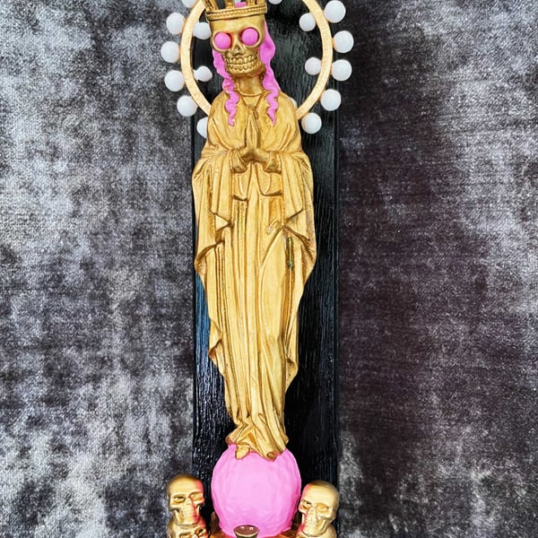 Santa Muerte Folk Art Gothic Wall Altar 