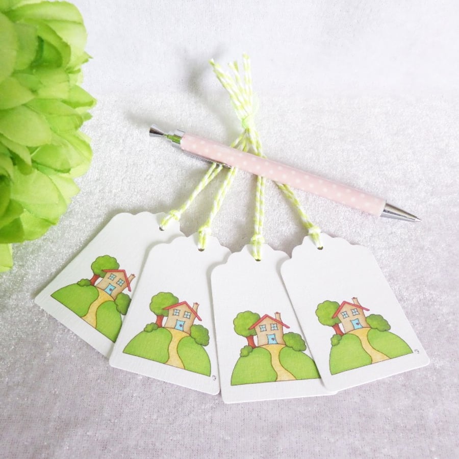 New Home Little House Gift Tags - set of 4 tags