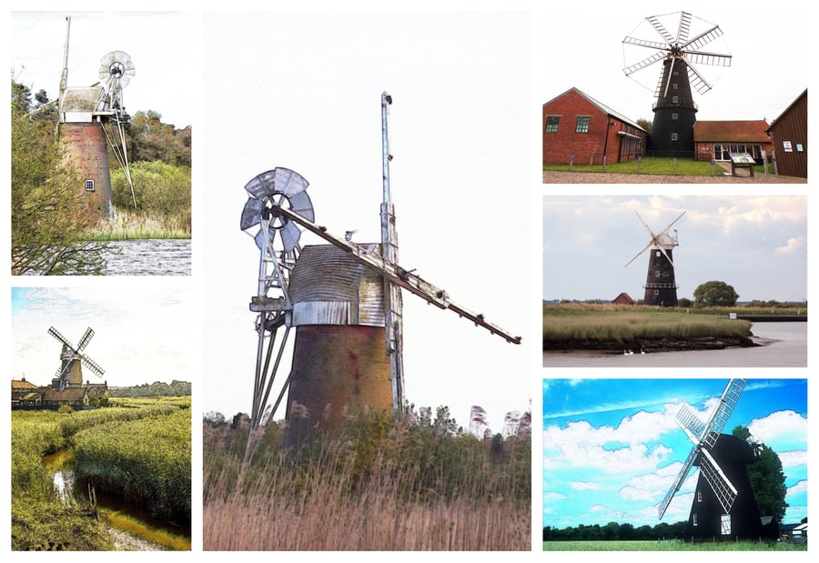 A5 Greeting Card Windmills 