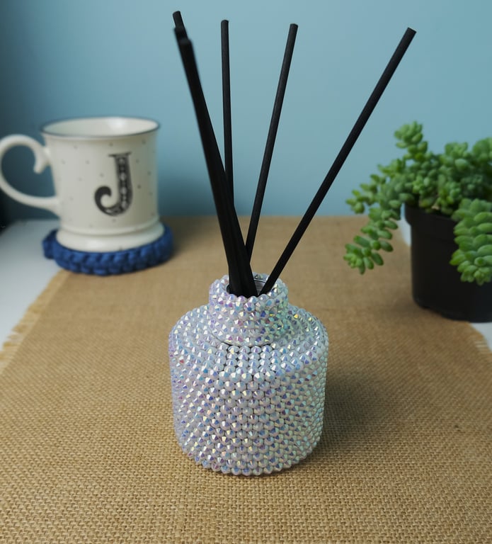 Hand Rhinestoned Glass Reed Diffuser 