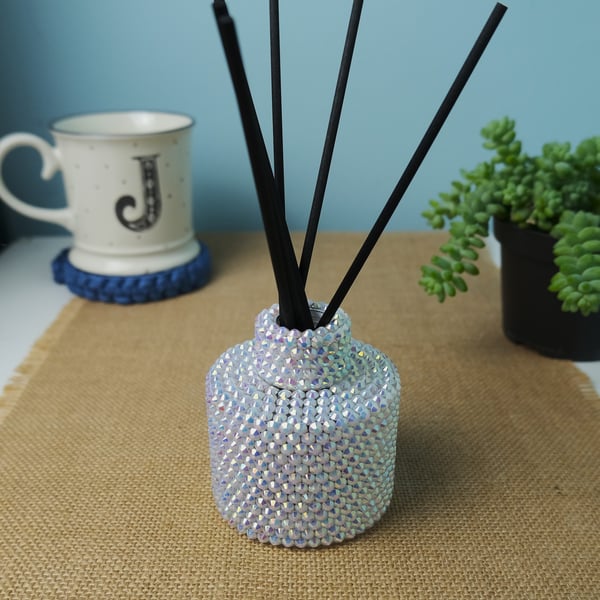Hand Rhinestoned Glass Reed Diffuser 