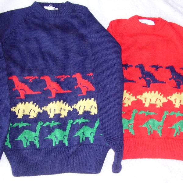 Dinosaur Jumper in machine wash wool.Made to order any colour