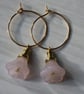 Pink Czech Glass Flowers Gold coil Gold Hoops Boho Drops Handmade Summer - Image 3
