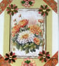 Chrysanthemum Flower Blooms - Hand Crafted Decoupage Greeting Card - Blank 3017