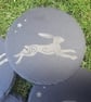Leaping Hare and Star Design Slate Coaster Folk Folklore Pagan Gift