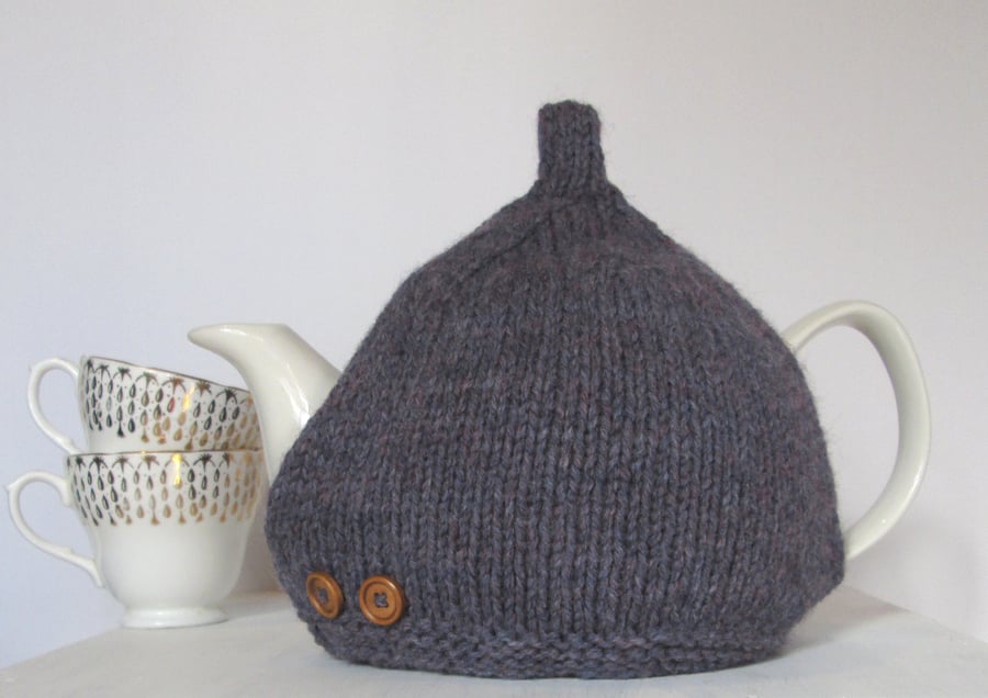 Tea Cosy in Purple Heather Aran Wool