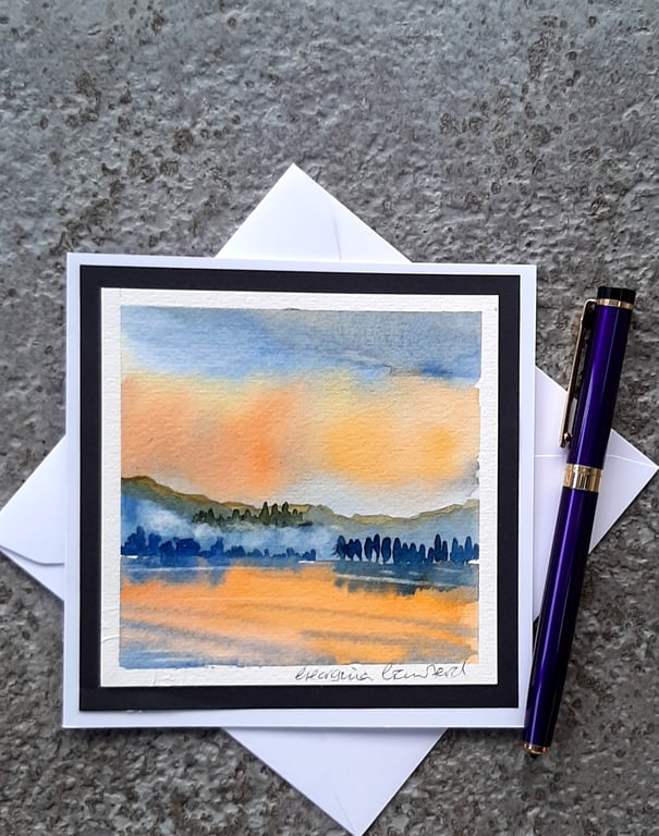 Sunrise. Handpainted Blank Card. Letterbox Gift. Keepsake
