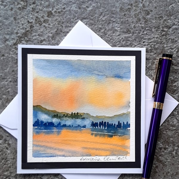 Sunrise. Handpainted Blank Card. Letterbox Gift. Keepsake