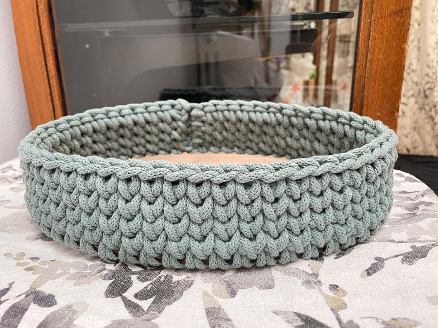 Crochet Basket in Sage Green