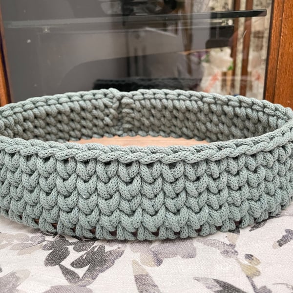 Crochet Basket in Sage Green
