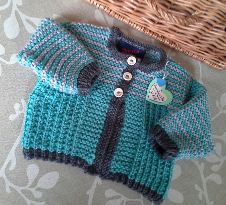 Baby Boys Super Soft Hand Knitted Aran Jacket 0-3 months