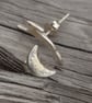 Recycled Silver Textured Hare and Moon Studs - Image 2