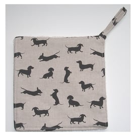 Pot Holder Dachshund Dog Potholder Kitchen Grab Mat Pad Black Puppies