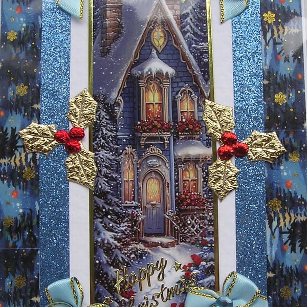 Hand Crafted Decoupage Chistmas Card - Happy Christmas (3406) Welcome Home