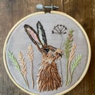 Handmade embroidered art 5”, Hare 