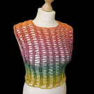 Crochet mesh rainbow cropped vest