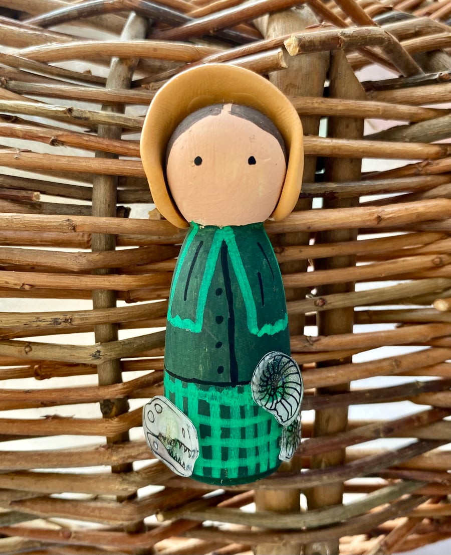 Mary Anning Handpainted Wooden Peg Doll - inspirational women