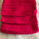Crimson Crochet Scarf in recycled yarn