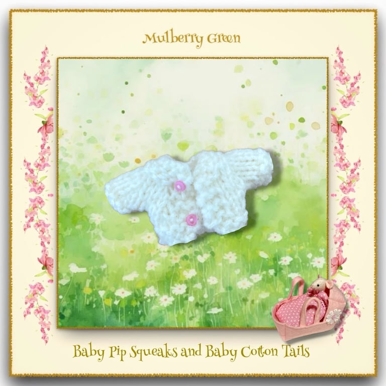 Tiny Ivory Cardigan for the Baby Pip Squeaks and Baby Cotton Tails