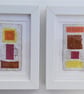 Colourful Combinations Yellow Pink Orange Handstitched Geometric Art Pictures - Image 6
