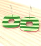 Green striped reversible pink earrings  - Image 1