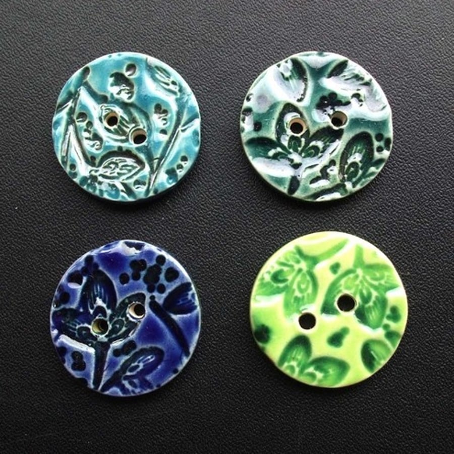 set of four large ceramic buttons