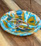 Orange and teal marble effect trinket Dish