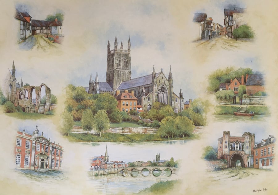 Worcester. A signed limited edition Montage pri... Folksy