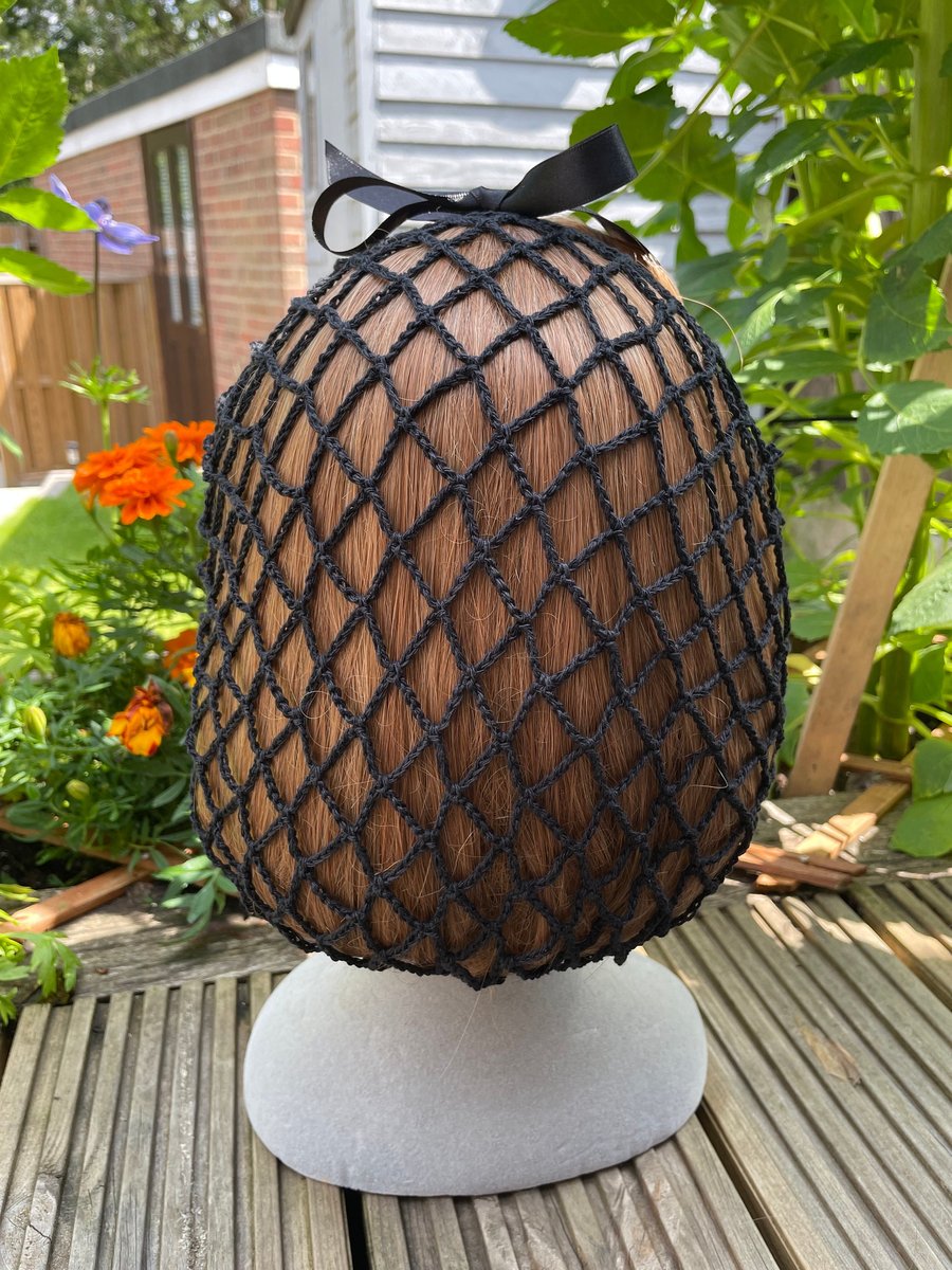 Black cotton snoodhairnet 1940s styling - 3 sizes available