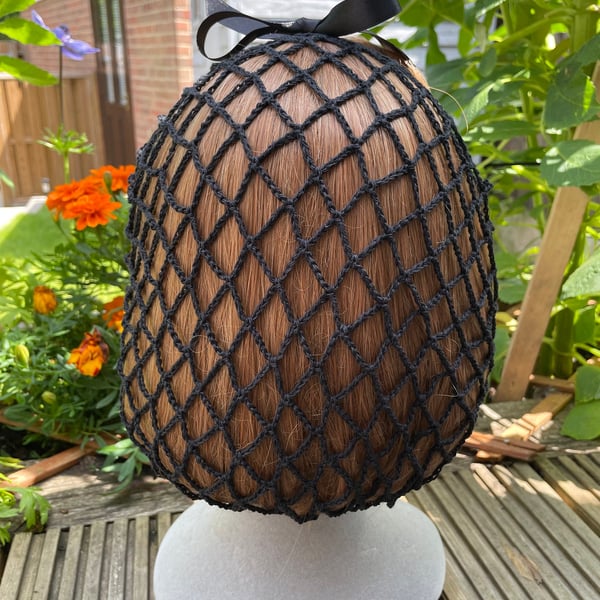Black cotton snoodhairnet 1940s styling - 3 sizes available