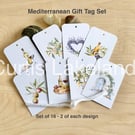 Mediterranean Gift Tag set of 16 various designs 5.2 x 7.4cm