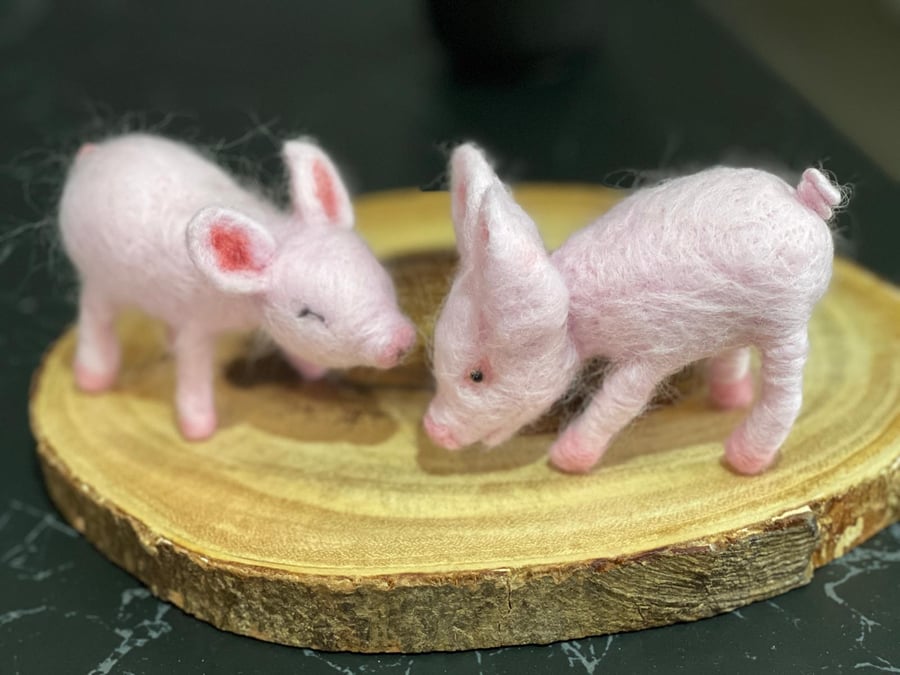 wool felted piglet