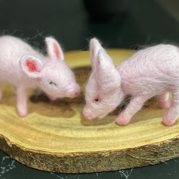 wool felted piglet