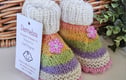 HAND KNITTED DESIGNER BABY BOOTIES and LEG WARMERS
