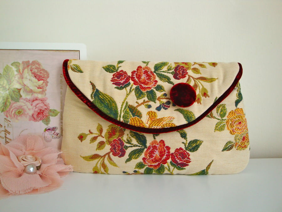 SALE Party Clutch bag - Tapestry fabric - Handmade 