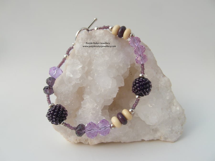 Amethyst Purple Woven Bead Bracelet B219