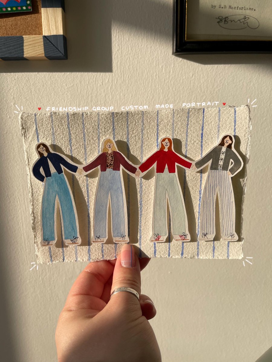 Friendship Portrait - Custom A6 Illustration, Personalised Group of Four