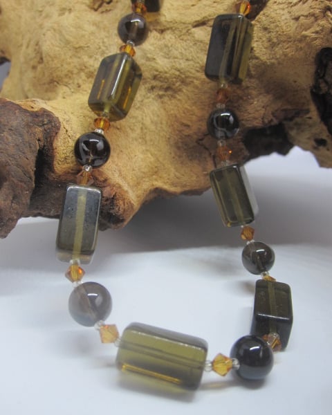 Smokey Quartz & Austrian Crystal Necklace