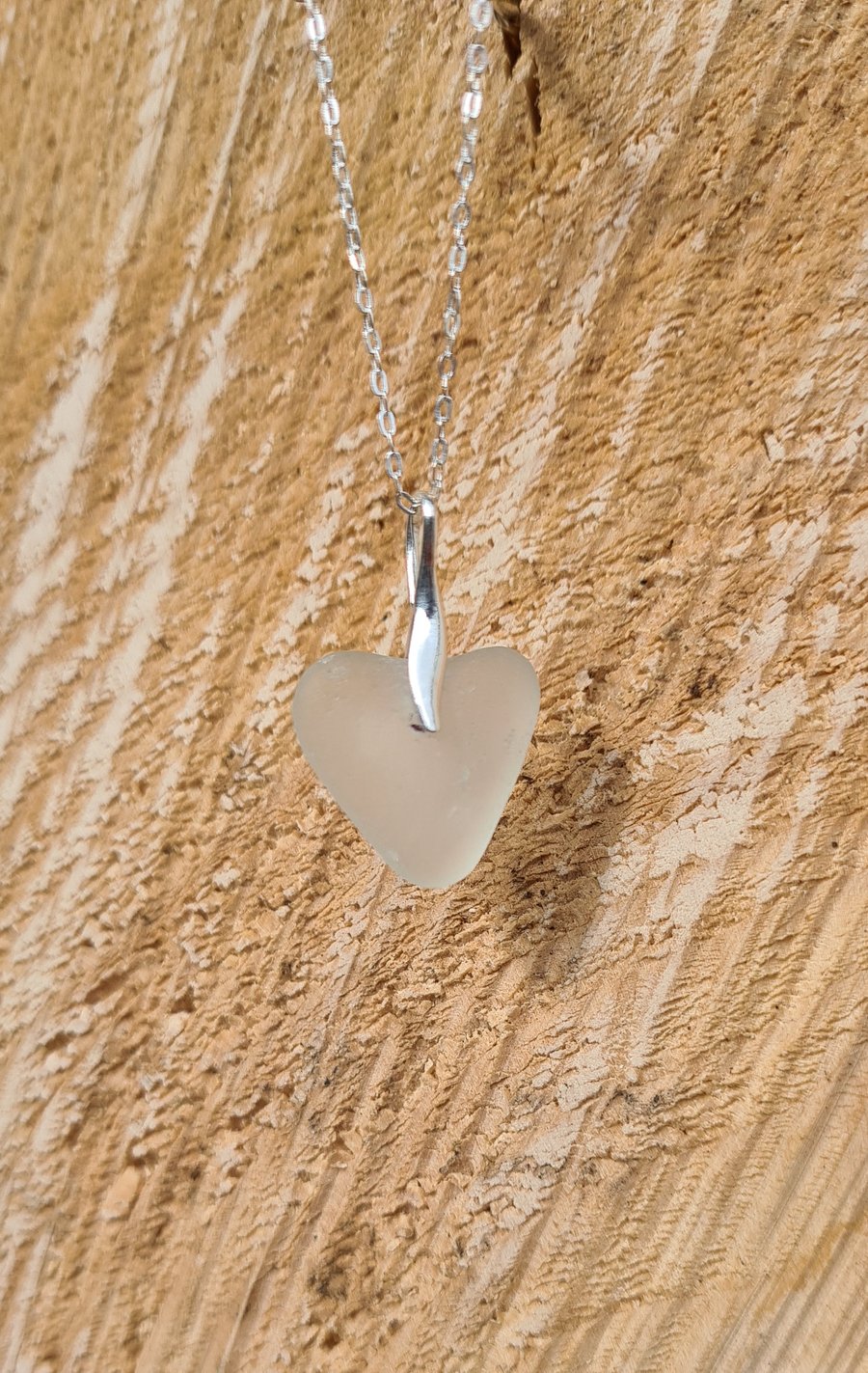 Dainty Heart Sea Glass Pendant 