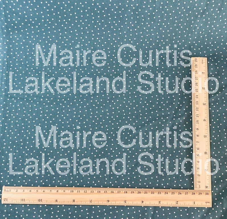 Dotty Petrol Blue cotton quilt fabric from quarter metre